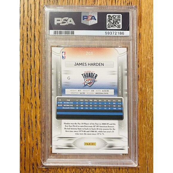 2009 Panini Prestige James Harden ROOKIE RC #203 PSA 10 GEM  2009 Panini Prestige James Harden Rookie RC PSA 10 Gem Mint 203